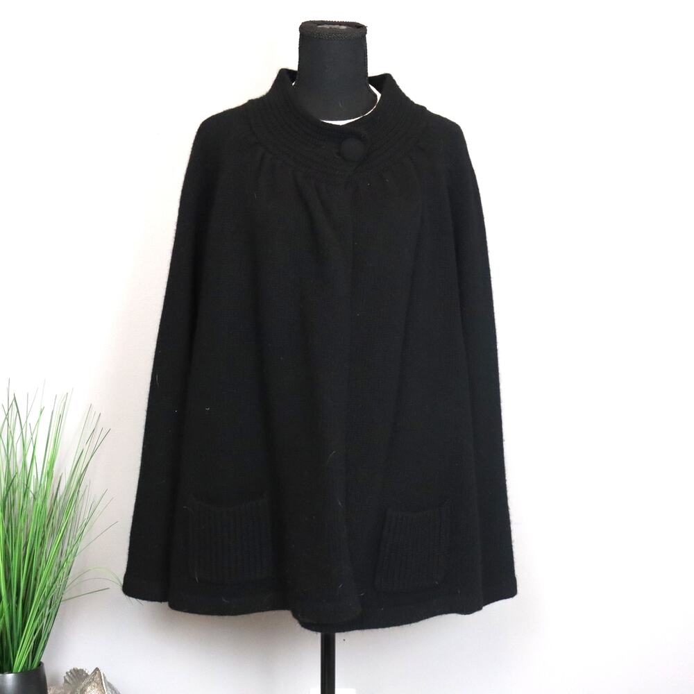 Elena Solano Black Swing Sweater Top Button Wool Blend Size 3X